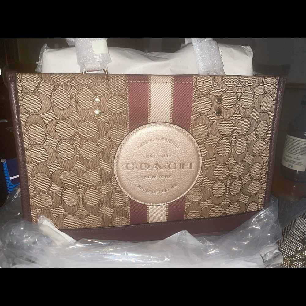 Coach Dempsey Jacquard Bag Brown/Mauve